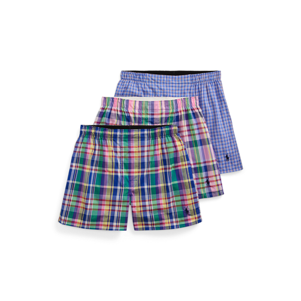 Polo Ralph Lauren Classic Woven Cotton Boxer 3-pack In Pink/blue/green