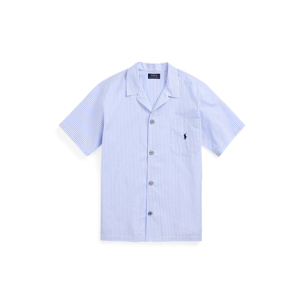 Polo Ralph Lauren Striped Cotton Pajama Shirt In Blue Flower Stripe