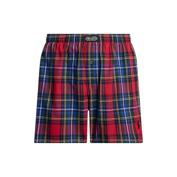 Ralph Lauren Plaid Woven Cotton Boxer In Brown
