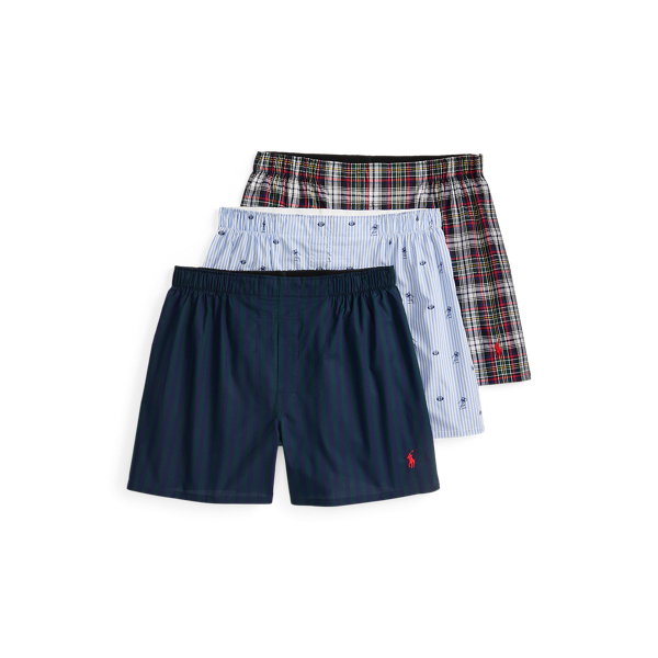 Ralph Lauren Classic Fit Woven Cotton Boxer 3-pack In Multi