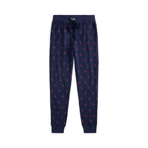Ralph Lauren Allover Pony Waffle-knit Sleep Jogger In Blue