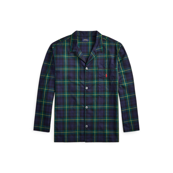 Ralph Lauren Plaid Cotton Pajama Shirt In Blue