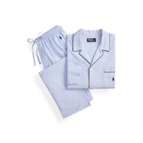 Ralph Lauren Cotton Oxford Pajama Set In Blue