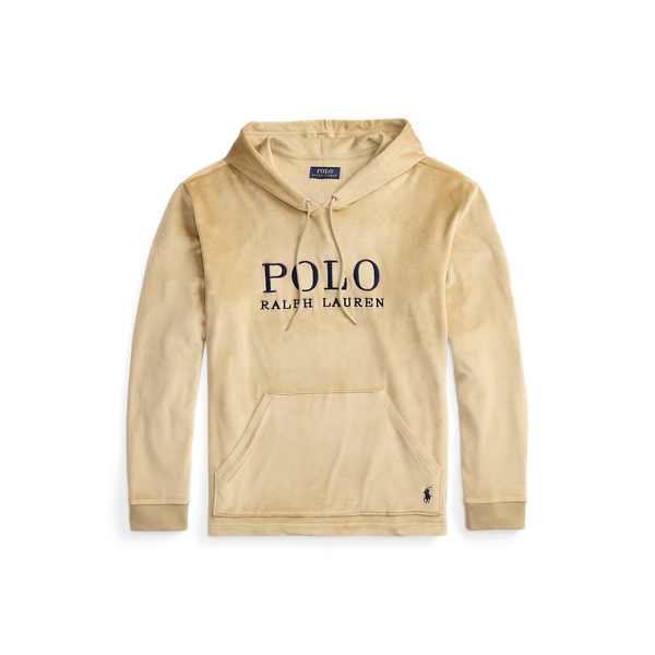 Ralph Lauren Plush Velour Sleep Hoodie In Gold