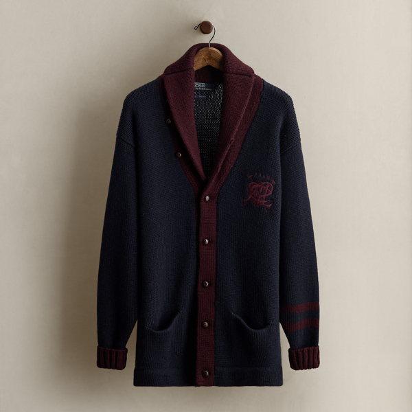 Ralph Lauren 1988 Crest Wool Cardigan In Brown