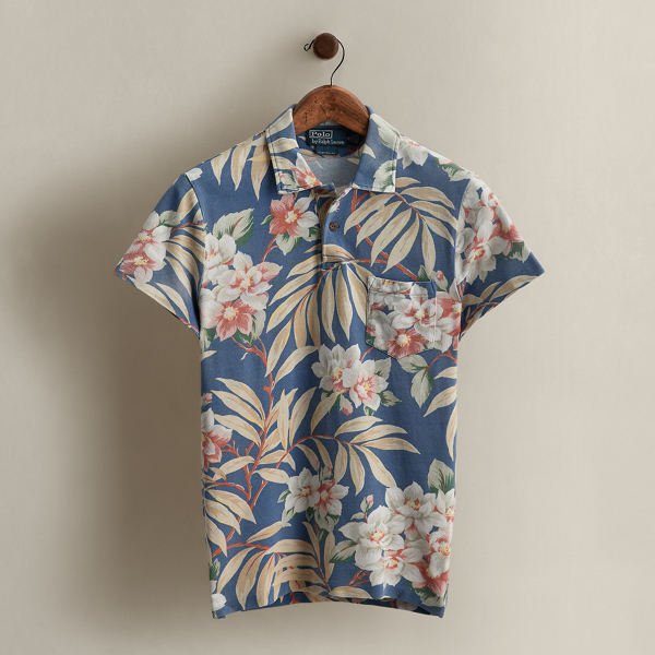 Ralph Lauren 2011 Floral-print Polo Shirt In Blue