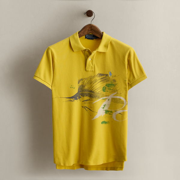 Ralph Lauren 2008 Swordfish-print Polo Shirt In Yellow