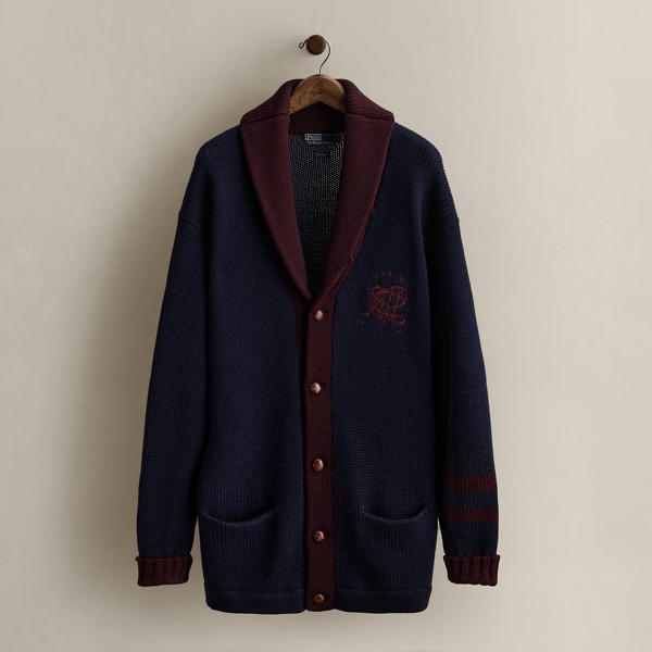 Ralph Lauren 1988 Crest Wool Cardigan In Blue