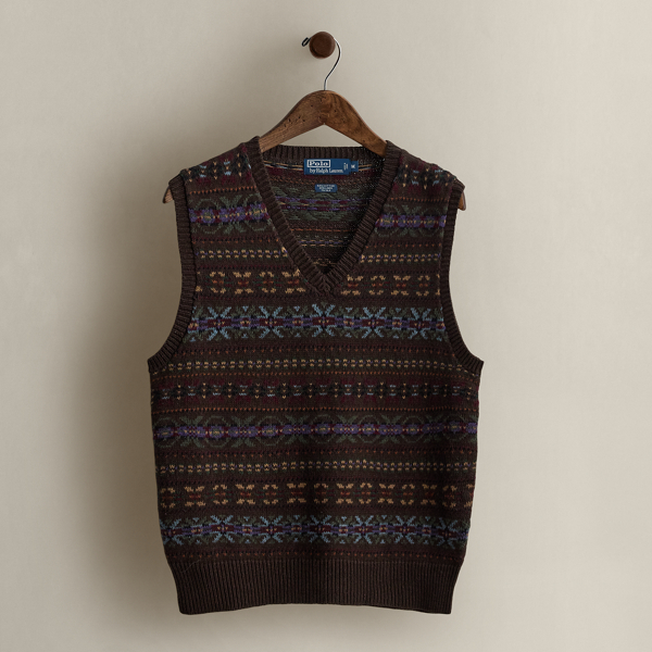 Ralph Lauren C. 2010 Patterned Sweater Vest In Black