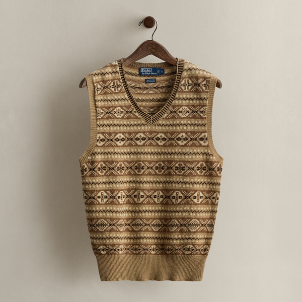 Ralph Lauren C. 2010 Patterned Sweater Vest In Brown