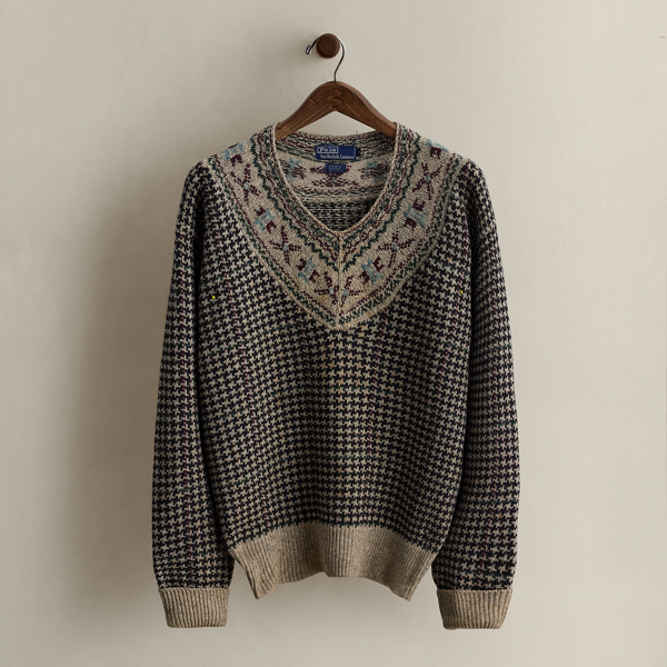 Ralph Lauren 1987 Houndstooth Sweater In Brown