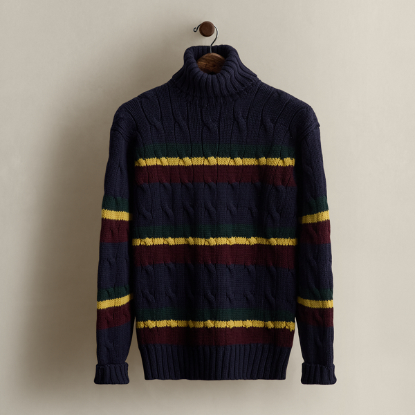 Ralph Lauren 1989 Striped Cable-knit Sweater In Blue