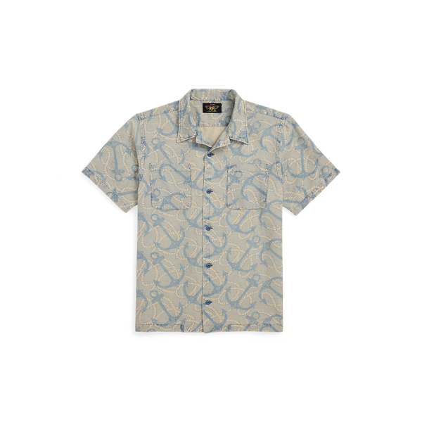 Indigo Anchor-Print Camp Shirt - RRL - Modalova