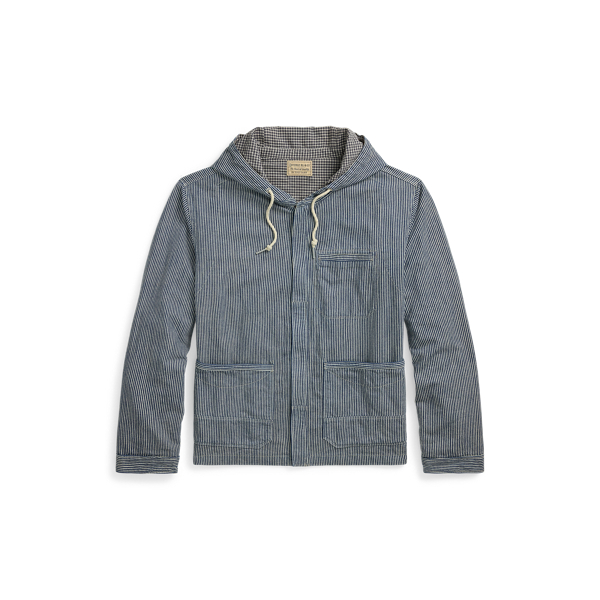 Veste à capuche en sergé rayé indigo - RRL - Modalova
