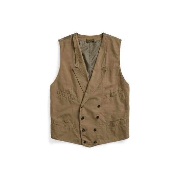 Double Rl Ralph Lauren Double-breasted Cotton-linen Vest