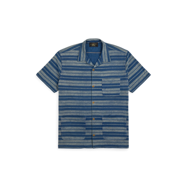 Indigo Striped Jersey Camp Shirt - RRL - Modalova