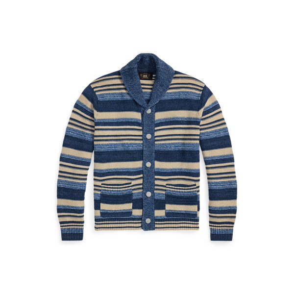 Indigo Striped Cotton-Linen Cardigan - RRL - Modalova