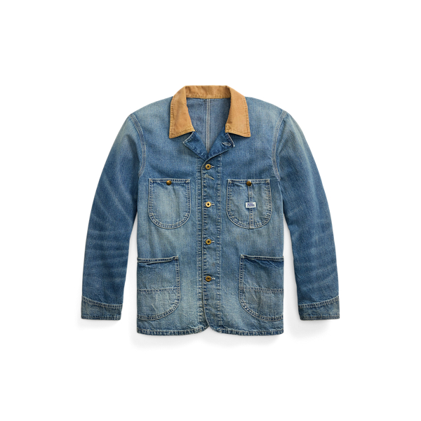 Veste en denim indigo col velours côtelé - RRL - Modalova