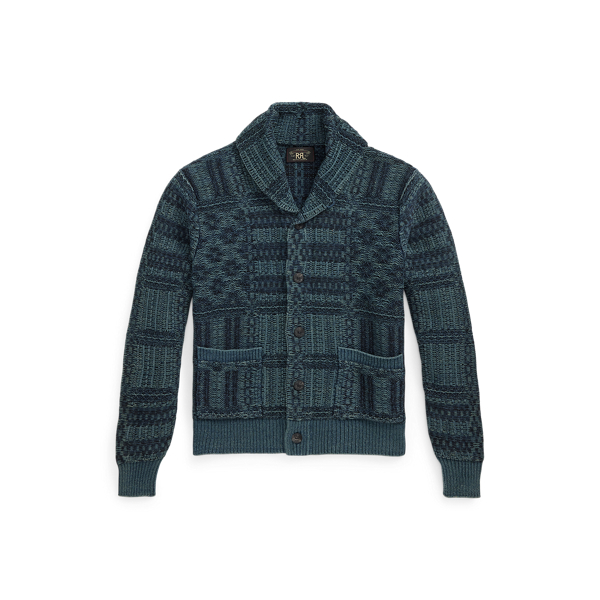Cardigan en jacquard de coton indigo - RRL - Modalova