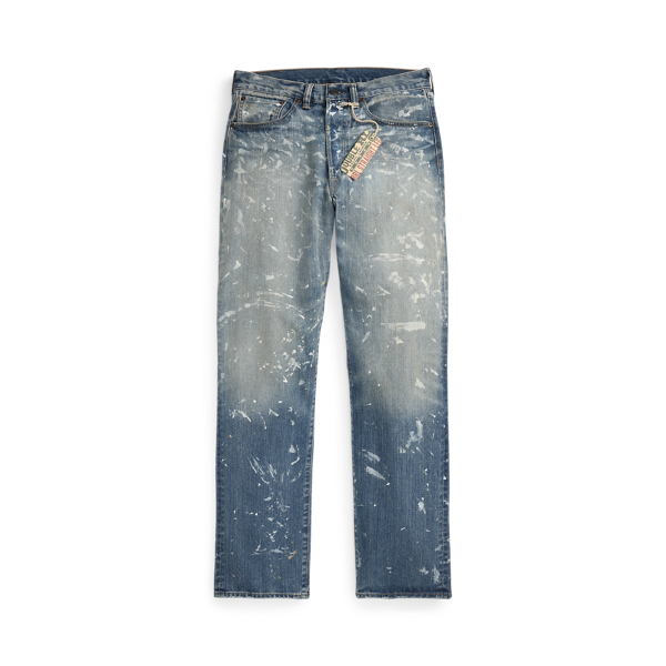 Double Rl Ralph Lauren Straight Fit Fenimore Distressed Jean In Blue