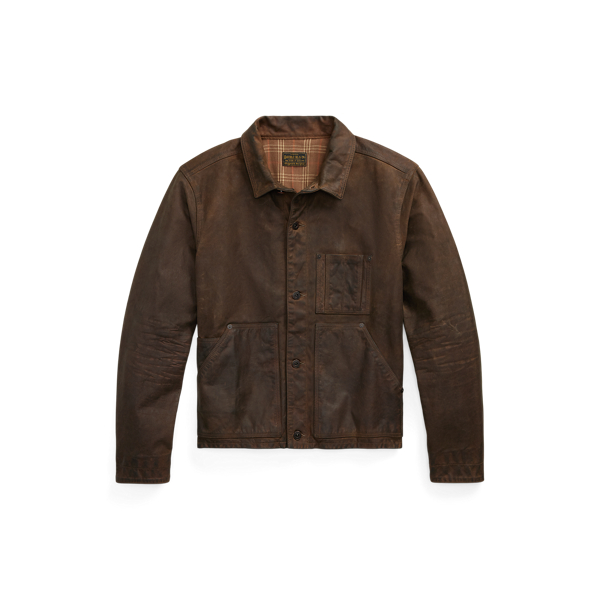 Double Rl Ralph Lauren Leather Jacket In Brown