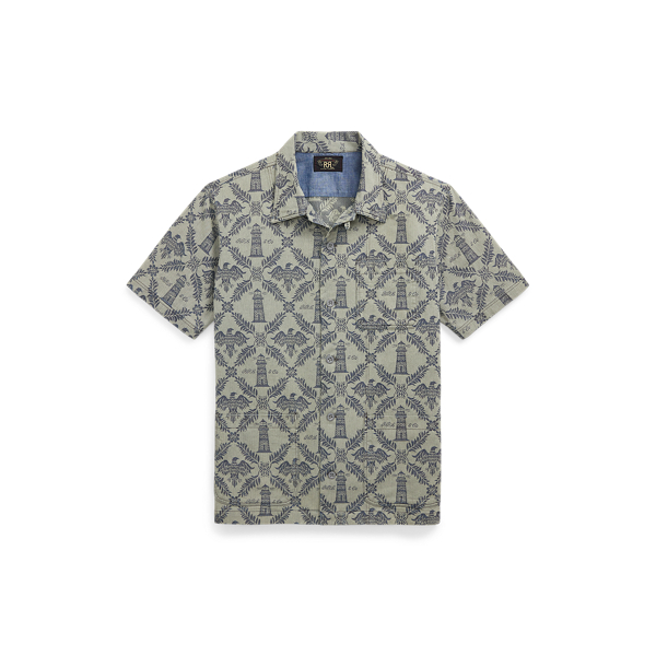 Chemise safari jacquard de denim indigo - RRL - Modalova