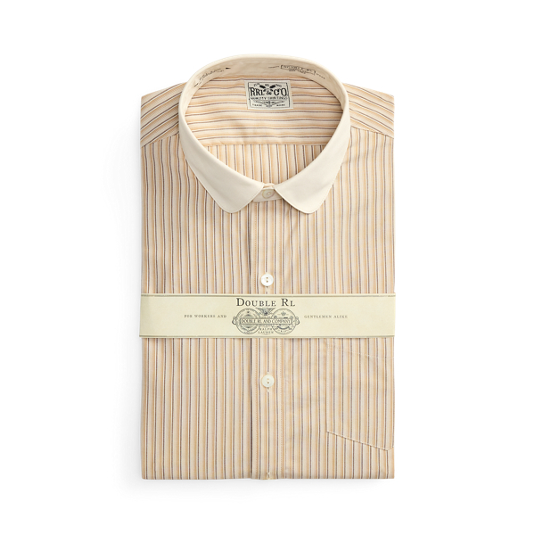 Double Rl Ralph Lauren Slim Fit Striped Dobby Shirt In Brown