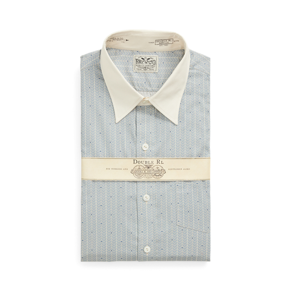Double Rl Ralph Lauren Slim Fit Print Woven Shirt In Blue