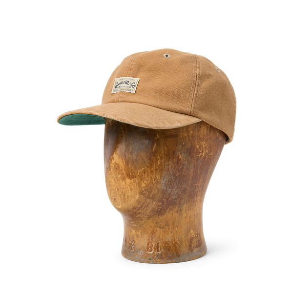 Double Rl Ralph Lauren Canvas Ball Cap In Brown