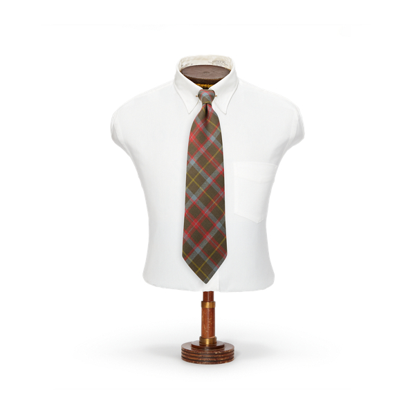 Double Rl Ralph Lauren Handmade Plaid Wool Challis Tie In Brown