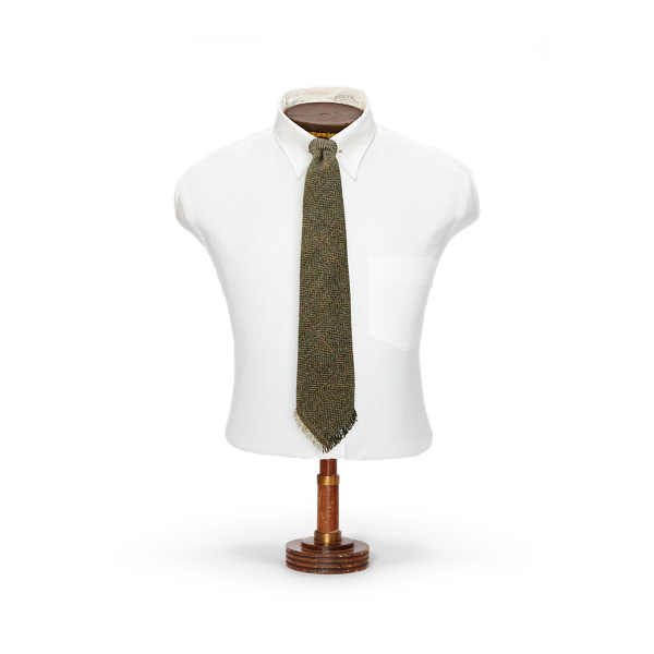 Double Rl Ralph Lauren Handmade Fringe Tweed Tie In Multi