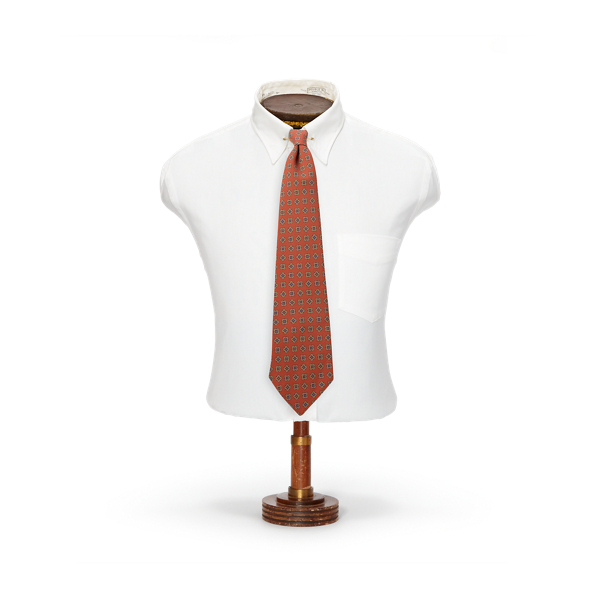 Double Rl Ralph Lauren Handmade Neat Silk Twill Tie In Orange