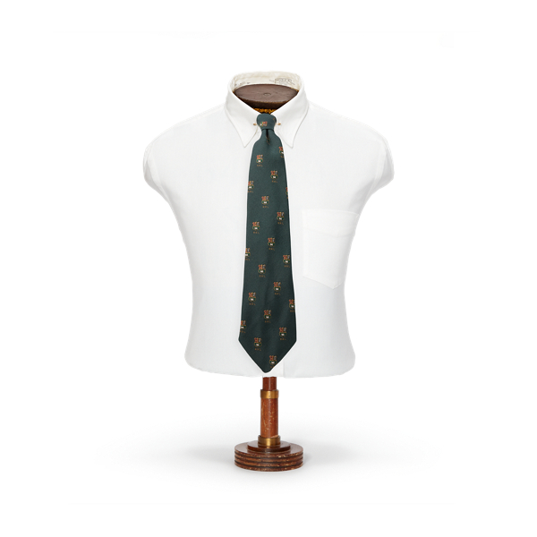 Double Rl Ralph Lauren Handmade Wool-silk Club Tie In Green