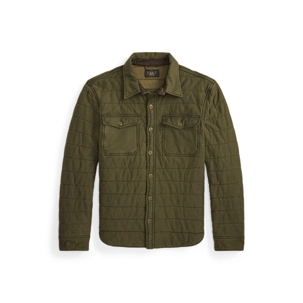 Double Rl Ralph Lauren Quilted Jersey Overshirt In Green