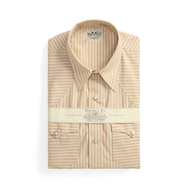 Double Rl Ralph Lauren Slim Fit Striped Western Shirt In Multi