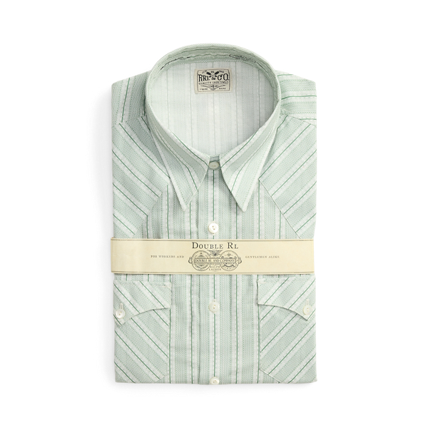 Double Rl Ralph Lauren Slim Fit Stripe-print Western Shirt In Multi