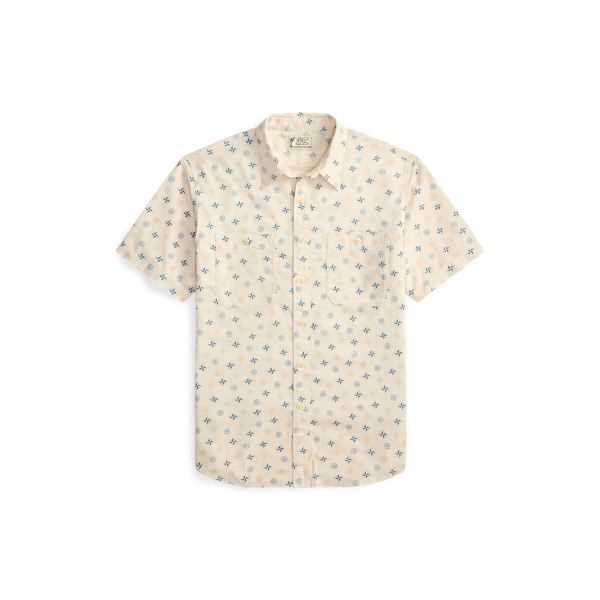 Nautical-Print Linen-Cotton Workshirt