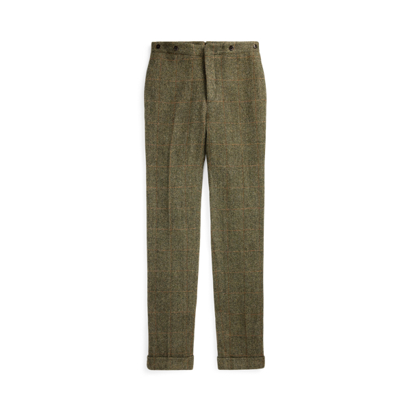Double Rl Ralph Lauren Slim Fit Windowpane Wool Suit Trouser In Green
