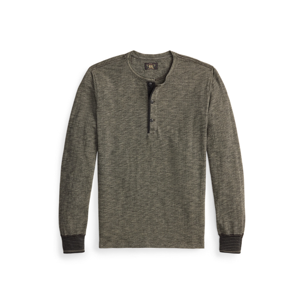 Indigo Jacquard Henley Shirt
