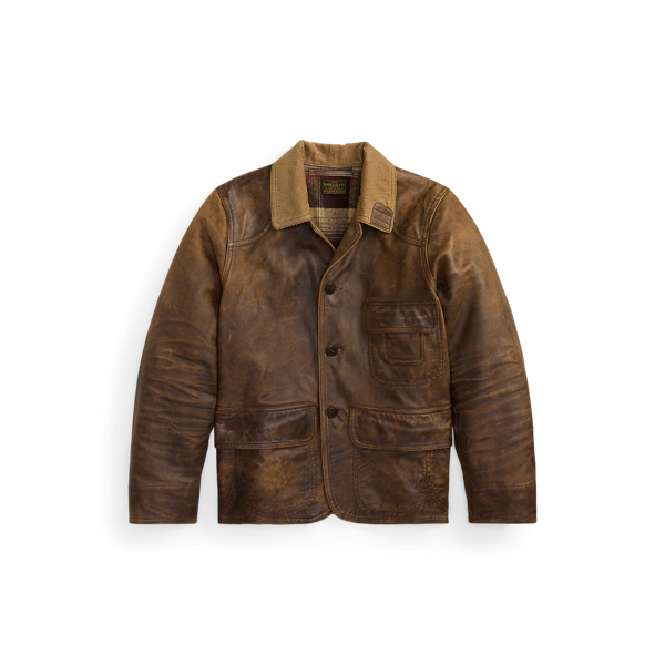 Ralph Lauren RRL Leather Corduroy-Collar Jacket