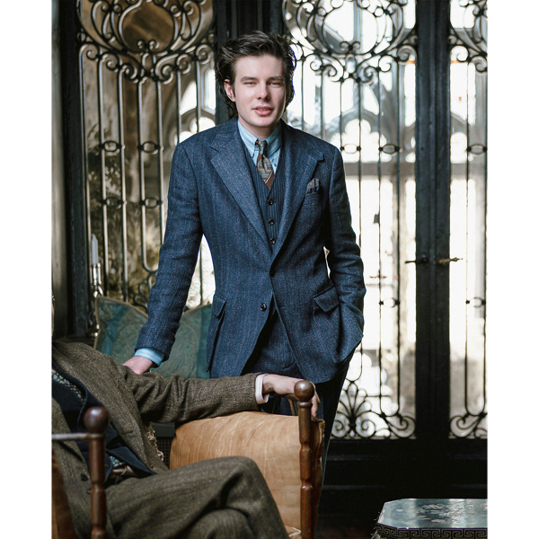 Linen-Blend Herringbone Suit Jacket