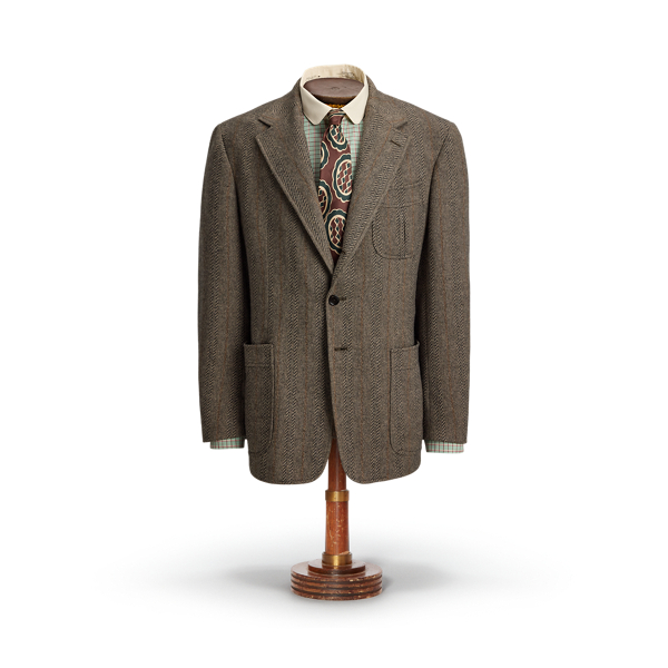 Wool-Cotton Herringbone Suit Jacket