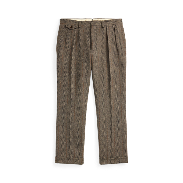 Slim Fit Wool-Cotton Herringbone Trouser