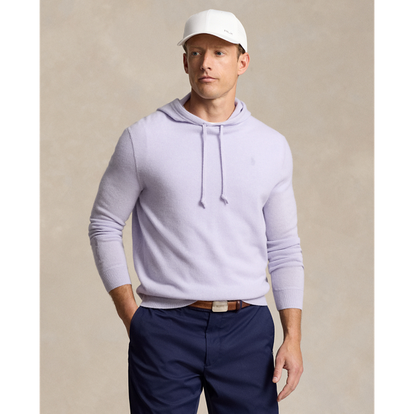 Shop Rlx Golf Washable Cashmere Hooded Sweater In Flower Purple
