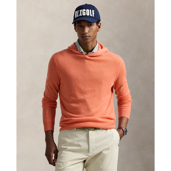 Polo Ralph Lauren Washable Cashmere Hooded Sweater In Apricot Orange