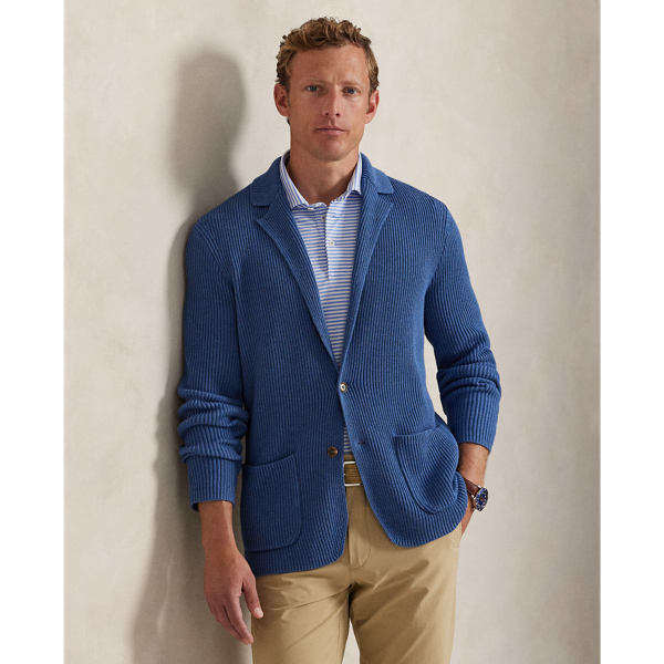Polo Ralph Lauren Ralph Lauren Performance Cotton-blend Blazer Cardigan In Blue