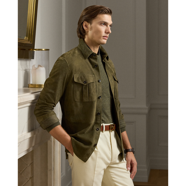 Ralph Lauren Button-fastening Suede Shirt Jacket In Green