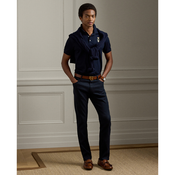 Jean coupe slim en lin et coton stretch - Purple Label - Modalova