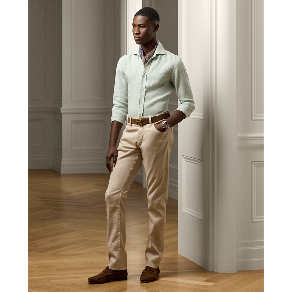 Ralph Lauren Slim Fit Stretch Linen-cotton Jean In Oatmeal