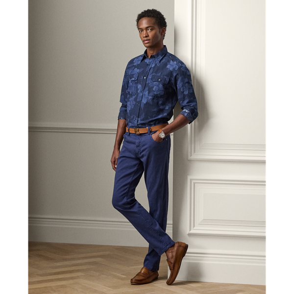 Ralph Lauren Purple Label Slim Fit Stretch Linen-cotton Jean In Island Indigo